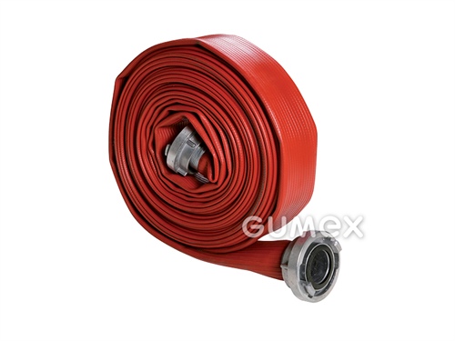 Plochá hadica TECHMATEX s koncovkami, C52, dĺžka 15m, 16bar, NBR/PVC, -30°C/+50°C, červená